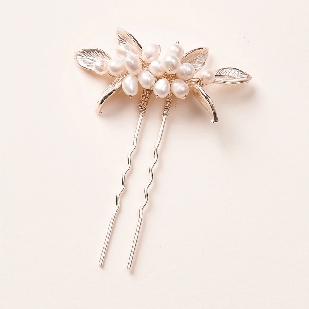 Dareth Colburn gold and pearl hair pins, set of 3